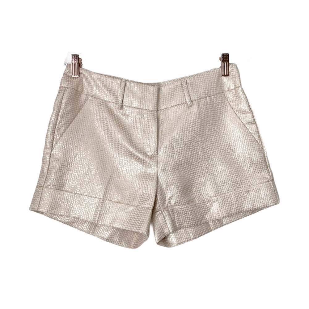 New York & Company Jacquard Gold Cuffed Shorts